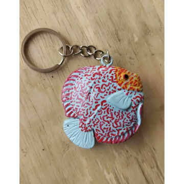 Albino Leopard Discus Key Ring