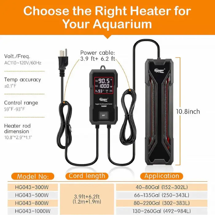 Hygger Submersible Double Quartz Heater 43 Model
